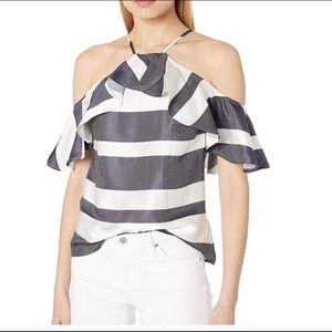 Trina Turk striped cold shoulder cutout top
